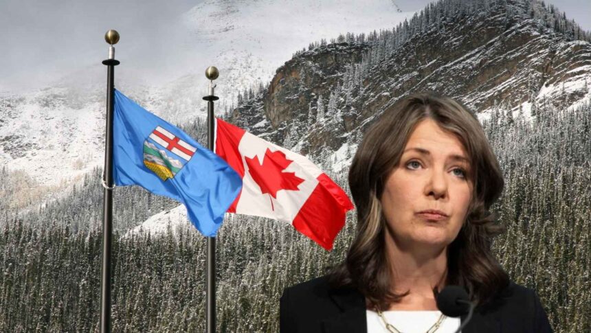 Danielle Smilth with Canada and Alberta's flag